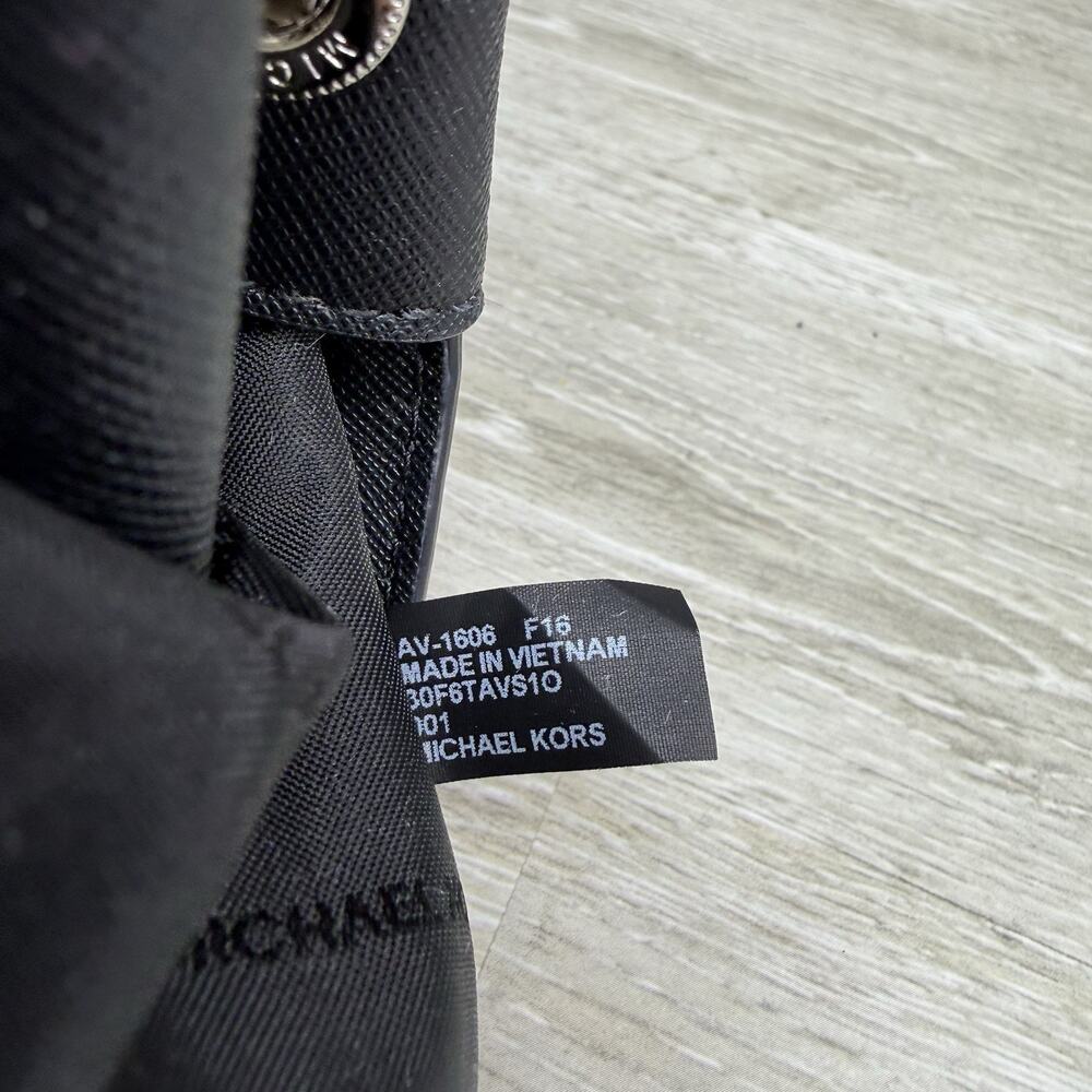 Michael Kors Ava Black Leather and Rhinestone Crossbody Satchel Purse - Picture 7 of 12